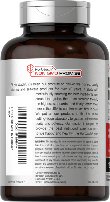 Bottle of Horbaach vitamins with label on a white background