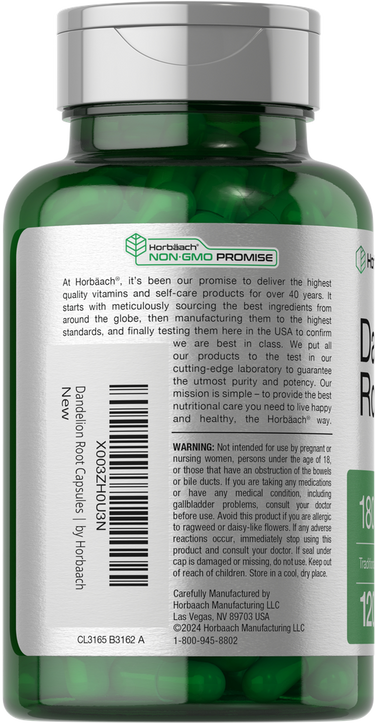 Raiz de Dente-de-Leão 1800mg por porção | 120 Cápsulas