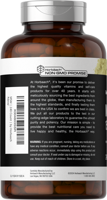 MSM 1500mg por porción | 240 Cápsulas