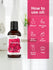 Bottle of plumaria fragrance oil with usage instructions on a pink background.