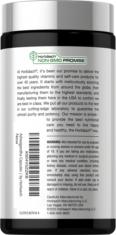 View 3 Ashwagandha und Magnesiumglycinat | 120 Vegane Kapseln