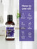 view 3 Bottle of lavender vanilla fragrance oil with usage instructions on a purple background.