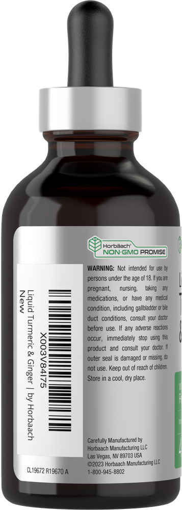 Gotas de Cúrcuma y Jengibre | Líquido de 4oz