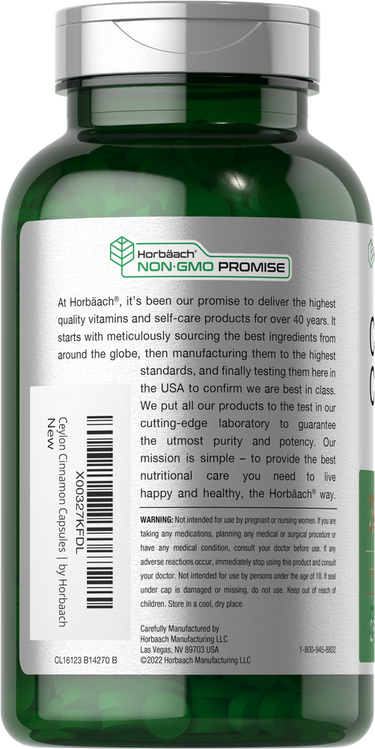Green bottle with label featuring text and barcode.