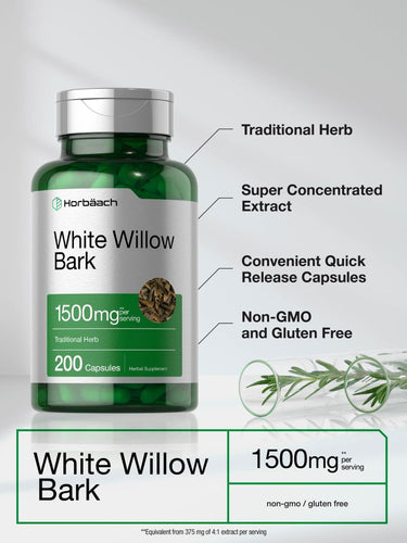 White Willow Bark 1500mg per serving | 200 Capsules