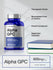 view 3 Bottle of Alpha GPC supplement with text highlighting its features on a gray background