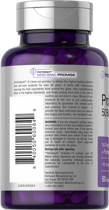 View 3 Purple supplement bottle with label and barcode