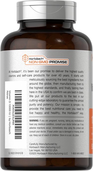 Bottle of vitamins with label showing product details and manufacturing information.