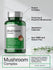 view 3 Green bottle of mushroom complex supplement with text highlighting features.
