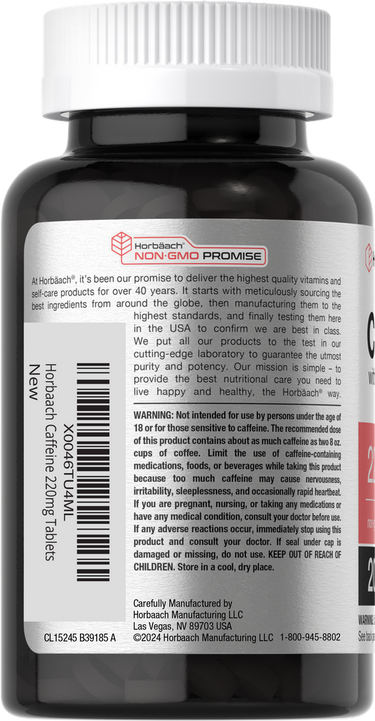 Pílulas de Cafeína 200mg | com Chá Verde | 200 Comprimidos