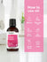 Fragrance oil bottle with usage instructions on a pink background