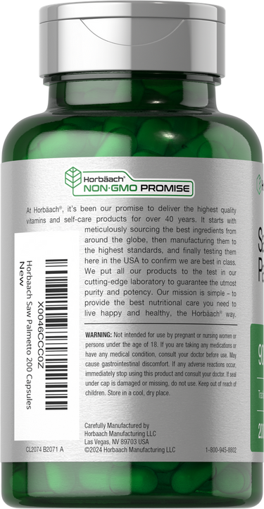 Extrato de Saw Palmetto 900mg por porção | 200 Cápsulas