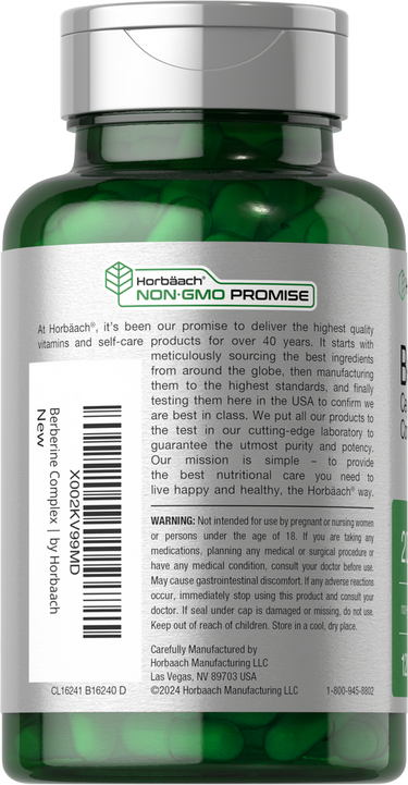 Green bottle with label featuring text and bar code.