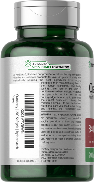 Green dietary supplement bottle with label details