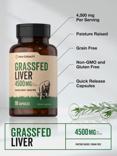 Grass Fed Beef Liver 4500mg per serving | 90 Capsules