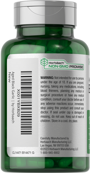Green bottle of supplements with label and barcode