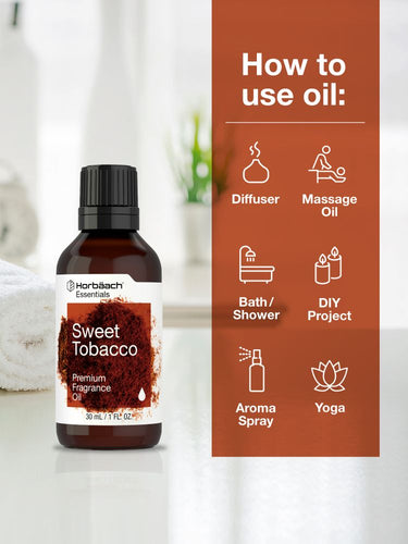 View 3 Fragrance oil bottle with usage instructions on a red background