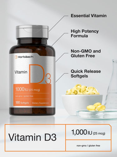 Vitamina D-3 1000IU | 180 Cápsulas Blandas
