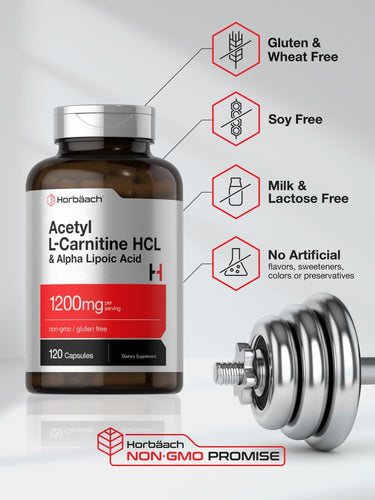 Supplement bottle with fitness weight bar on white background