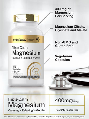 View 4 Doctor's Way Triple Calm Magnesium supplement bottle with label details on a white background