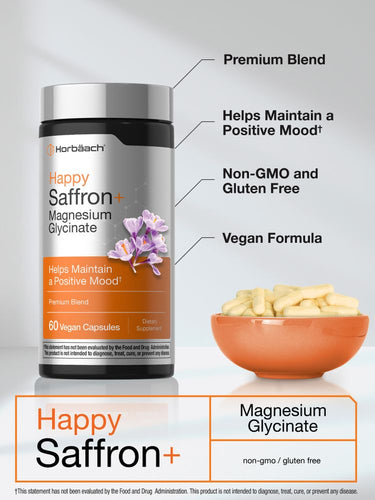 View 4 Saffron + Magnesium Glycinate Supplement | 60 Vegan Capsules