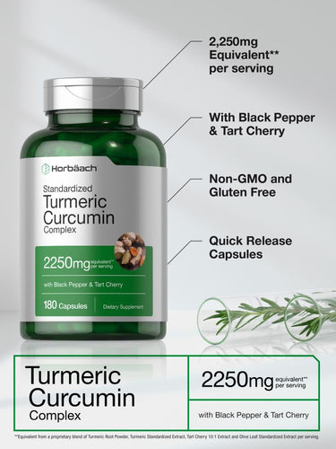 Turmeric Curcumin with Black Pepper 2250mg per serving | 180 Capsules
