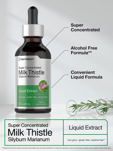 View 4 Bottle of Horbaach Super Concentrated Milk Thistle Liquid Extract on a light gray background