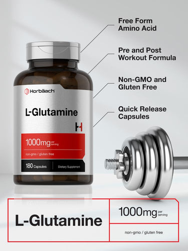 View 4 L-Glutamine 1000mg per serving | 180 Capsules