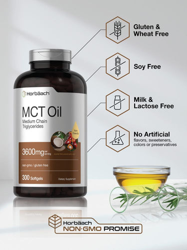 Aceite MCT 3600mg por porción | 300 Cápsulas blandas