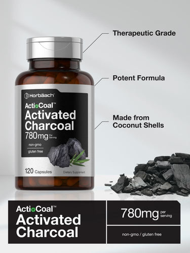 Charcoal 780mg per serving | 120 Capsules