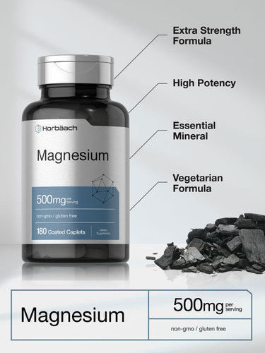 View 4 Bottle of magnesium supplements with label details on a neutral background