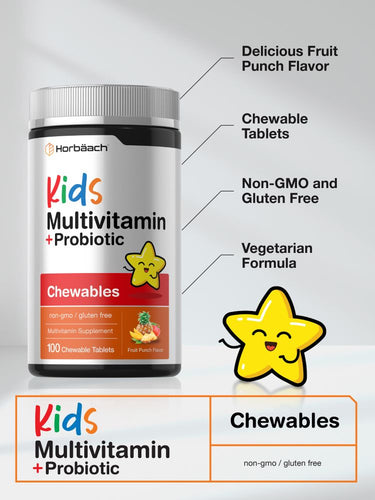 View 4 Kids Multivitamin with Probiotics | 100 Tablets