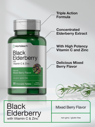 View 4 Black Elderberry, Vitamin C and Zinc | 90 Chewable Tablets
