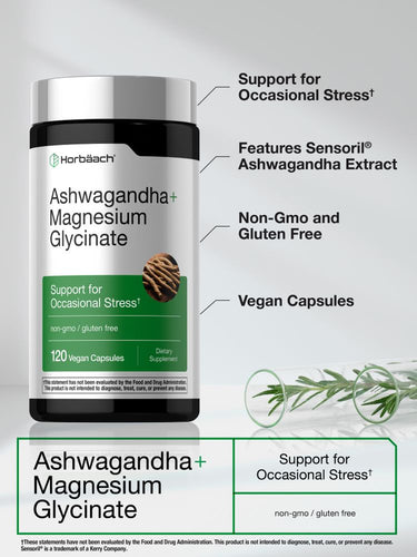 View 4 Ashwagandha y Glicinato de Magnesio | 120 Cápsulas Veganas