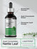 Super Concentrated Nettle Leaf Liquid Extract bottle with text highlighting features on a light gray background