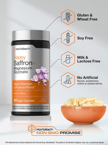 View 5 Saffron + Magnesium Glycinate Supplement | 60 Vegan Capsules