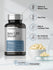 Beta 1,3D Glucan supplement bottle with product features and capsules on a white background.