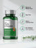 Green supplement bottle with label details on a light background