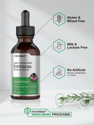 View 5 Bottle of echinacea liquid extract with green background and branding elements.