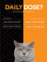Cat on an orange and black background with 'Daily Dose?' text and dosage information.
