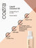 Cozera Liquid Coconut Oil packaging with product and feature icons on a beige and white background