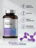 Prebiotic supplement bottle with dietary restrictions icons and molecular structure graphic.