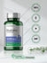 Green bottle of blueberry concentrate capsules with certification badges on a light background.