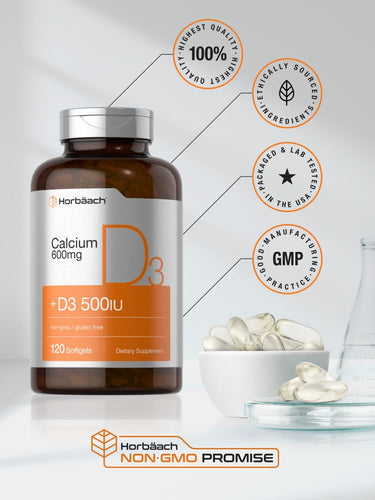 Calcium mit Vitamin D-3 | 600mg | 120 Softgel-Kapseln