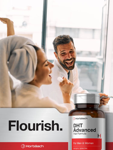 View 6 Advertisement for DHT Advanced supplement with a man and woman in the background