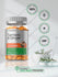 Bottle of Turmeric & Ginger Gummies with certification logos and herbs in the background