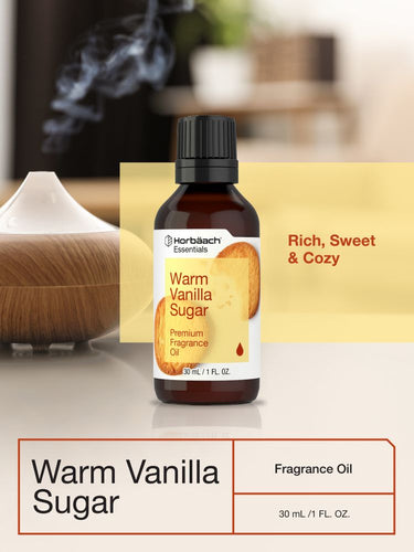 View 6 Bottle of Warm Vanilla Sugar fragrance oil with label and product text.