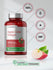 Bottle of apple cider vinegar capsules with certification logos and apple slice.