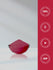 Red powder in a glass container on a gray background with certification logos on a red sidebar.