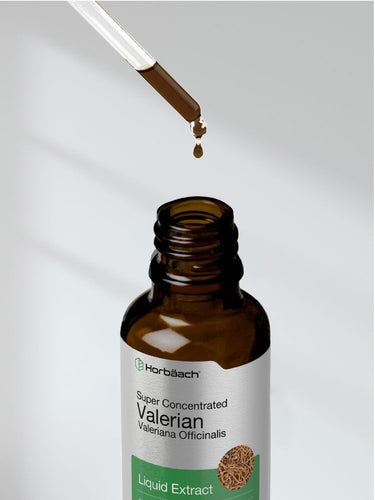 View 7 Bottle of Horbaach Super Concentrated Valerian Liquid Extract with dropper on a gray background